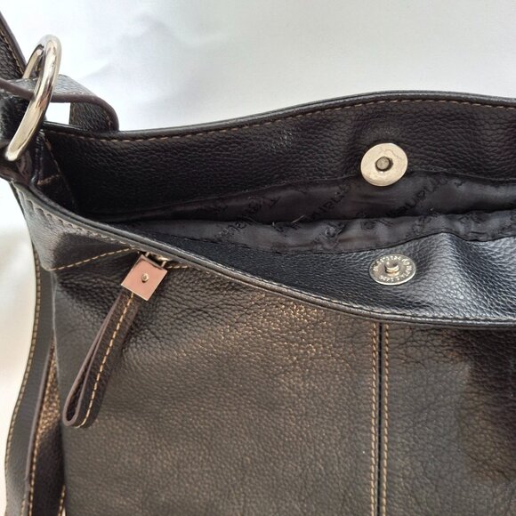 Tignanello Black Leather Messenger Shoulder Bag - Picture 9 of 9